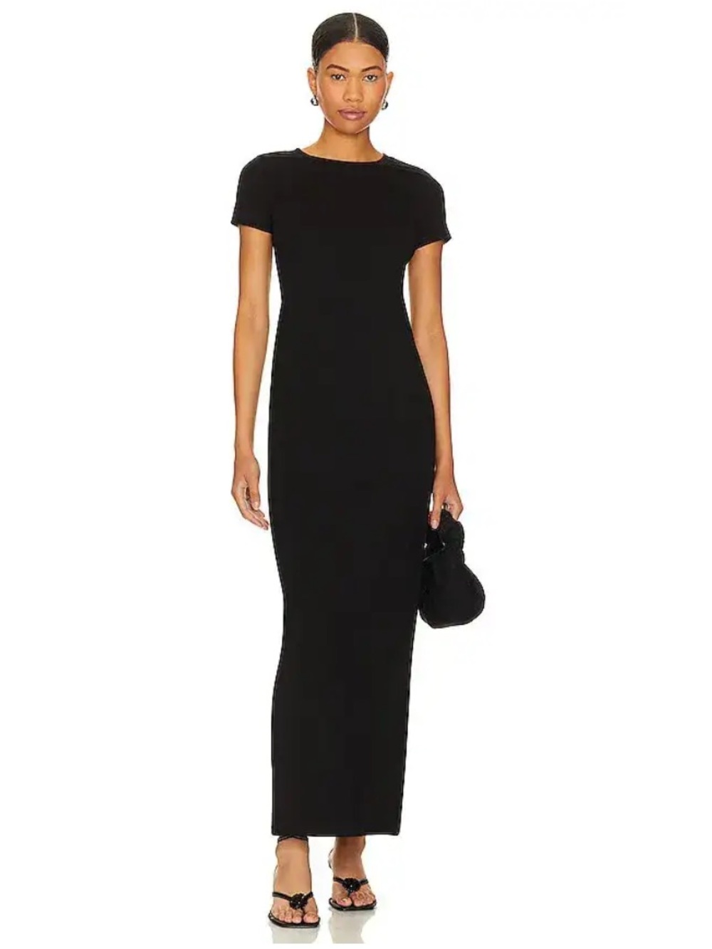 SNDYS Blair dress Elegant Black Short-Sleeve Maxi tee shirt Revolve M